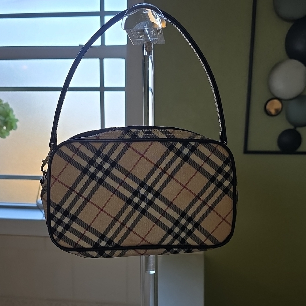 Burberry Plaid Handbag with Black Accents